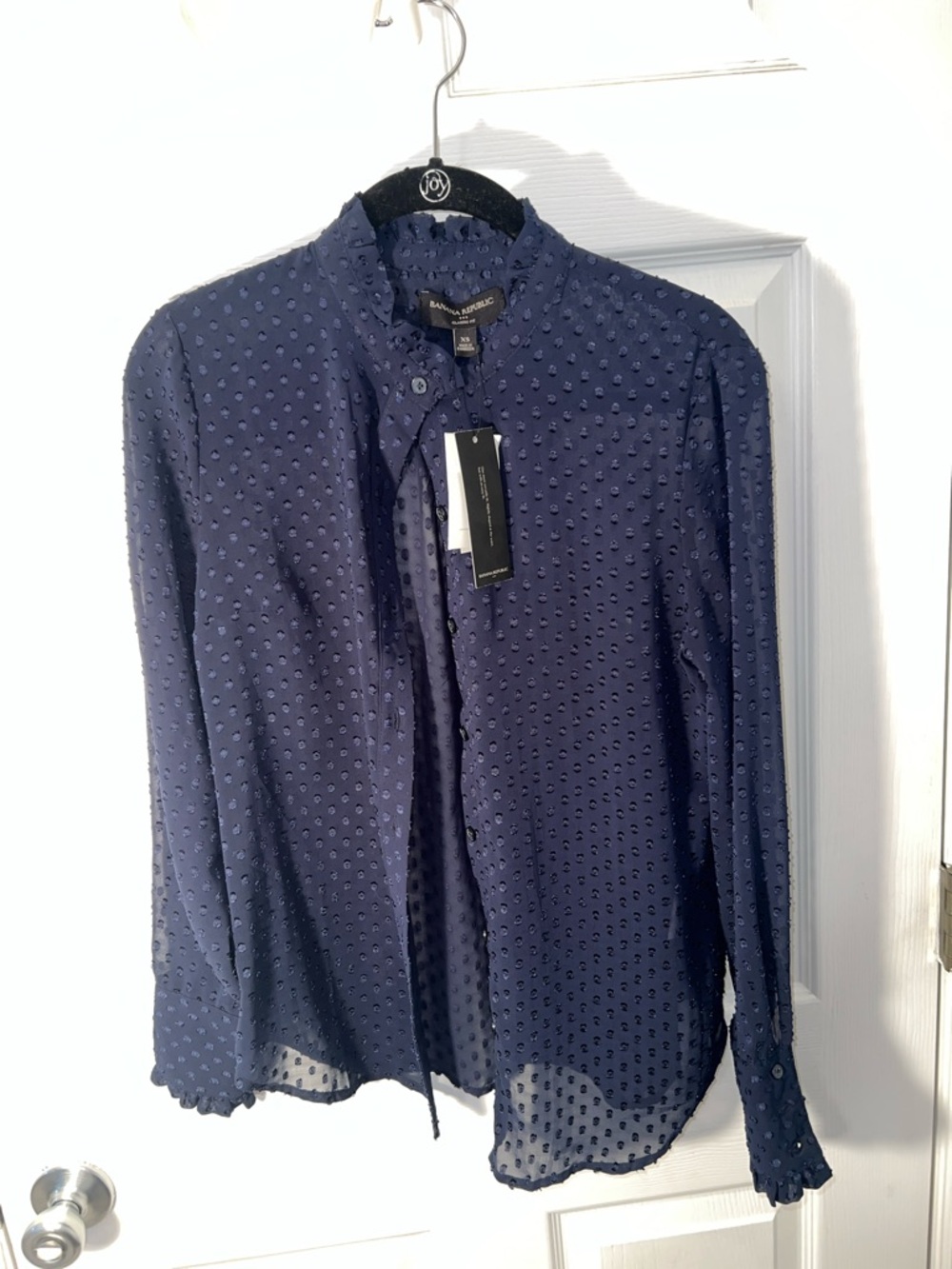 BANANA REPUBLIC DRAPEY CLASSIC TEXTURED NAVY BLUE BLOUSE